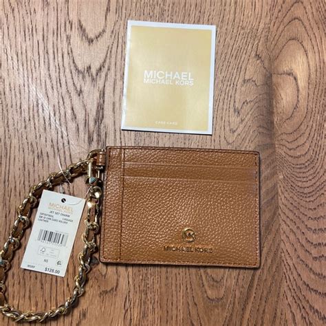 michael kors id card case gold tone hardware|Small Pebbled Leather Chain Card Case .